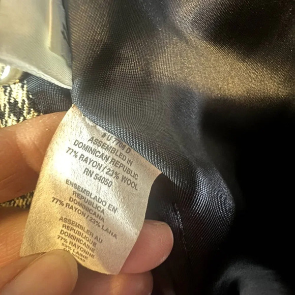 Rena Rowan for Saville Houndstooth Wool Blend Double Breasted Blazer Size 4 - Picture 9 of 10